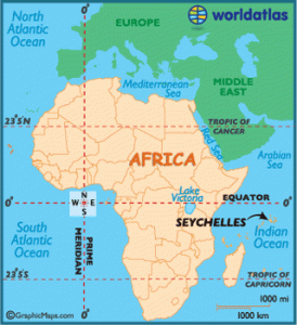 Map of Seychelles in Africa